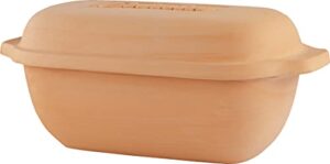 eurita clay roaster, non-stick bread pan & lid, healthy clay pot cooking, with free recipe guide, 2 quarts