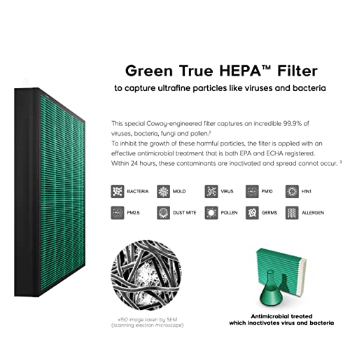 Coway Airmega 250/250S Air Purifier Replacement Filter Set, Max 2 Green True HEPA and Active Carbon Filter, AP-1720-FP