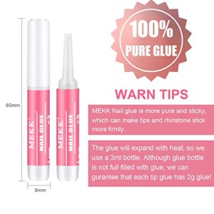 Nail Glue, MEKK Nail Glue for Acrylic Nails, Long Lasting Professional Nail Tip Glue for Press on Nails, Super Bond for Acrylic Nails Adhesive Nail Glue for False Nail Tips 0.07OZ/PCS(12PCS)