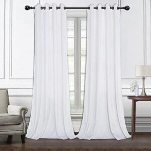 lordtex white velvet curtains for living room - thermal insulated velvet blackout curtains room darkening grommet window drapes, 52 x 84 inch, 2 panels