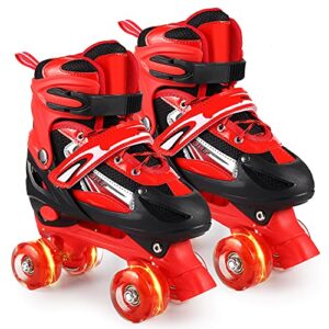 perzcare roller skates for girls/boys, kids roller skates for children outdoor indoor adjustable 4 sizes with light up wheels