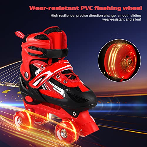 Perzcare Roller Skates for Girls/Boys, Kids Roller Skates for Children Outdoor Indoor Adjustable 4 Sizes with Light Up Wheels