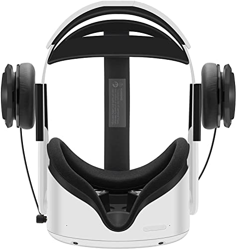 Stereo VR Headphones Custom Made for Meta Quest 2/Oculus Quest 2 Elite Head Strap & Original Head Strap-On Ear Deep Bass 3D 360 Degree Sound (White)