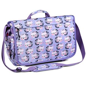 vaschy messenger bag for kids, cute 15.6inch laptop crossbody school bag for boys girls teens women cats