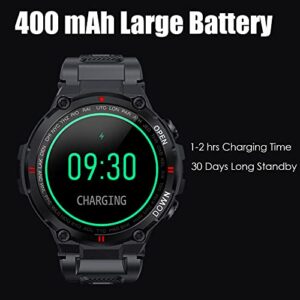 Military Smart Watch for Men Outdoor Waterproof Tactical Smartwatch Bluetooth Dail Calls Speaker 1.3'' HD Touch Screen Fitness Tracker Watch Compatible with iPhone Samsung