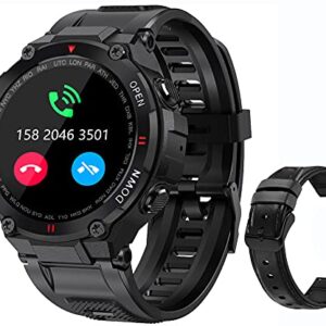 Military Smart Watch for Men Outdoor Waterproof Tactical Smartwatch Bluetooth Dail Calls Speaker 1.3'' HD Touch Screen Fitness Tracker Watch Compatible with iPhone Samsung