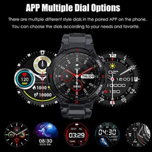 Military Smart Watch for Men Outdoor Waterproof Tactical Smartwatch Bluetooth Dail Calls Speaker 1.3'' HD Touch Screen Fitness Tracker Watch Compatible with iPhone Samsung