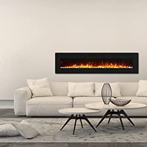 Cheerway 72 inch Wall Mounted &Recessed in Wall Electric Fireplace with Heater, Linear Wall Fireplace w/Thermostat, Adjustable Flame&Fuel Color, Remote & Touch Control w/Timer, 750W/1500W