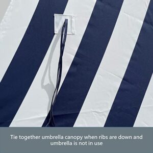 Formosa Covers 9ft Market Patio Umbrella Canopy - 8 Ribs Canopy Replacement in Navy Blue Cabana Stripe Suitable for (52-54 inch Rib Length) - 300D UV Protective and Water-resistant Patio Umbrella Top - Table Umbrella Replacement Canopy Cover