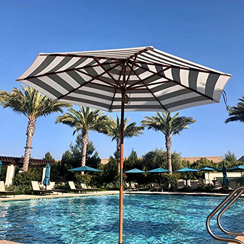 Formosa Covers 9ft Market Patio Umbrella Canopy - 8 Ribs Canopy Replacement in Navy Blue Cabana Stripe Suitable for (52-54 inch Rib Length) - 300D UV Protective and Water-resistant Patio Umbrella Top - Table Umbrella Replacement Canopy Cover