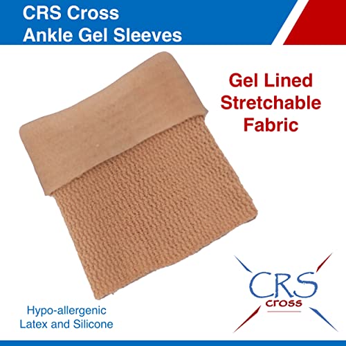 CRS Cross Ankle Gel Sleeves - Padded Skate Socks. Ankle, Foot and Lower Leg Cushion and Protection for Figure Skating, Ice Hockey, Roller or Inline Skating, Riding or Ski. 2 Tan Ankle Gel Sleeves
