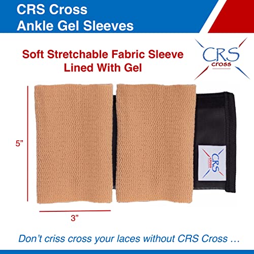 CRS Cross Ankle Gel Sleeves - Padded Skate Socks. Ankle, Foot and Lower Leg Cushion and Protection for Figure Skating, Ice Hockey, Roller or Inline Skating, Riding or Ski. 2 Tan Ankle Gel Sleeves