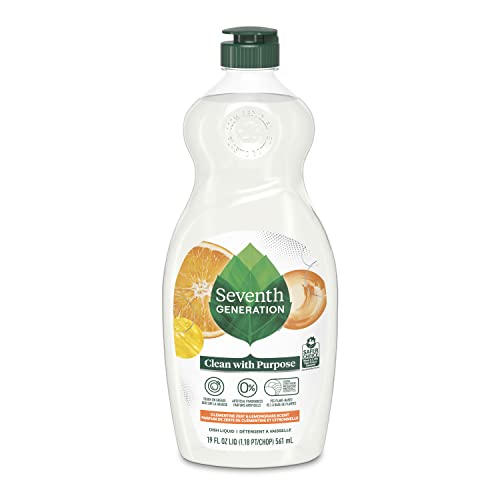 Seventh Generation Liquid Dish Soap, Clementine Zest & Lemongrass, Tough on Grease, 19 Fl Oz