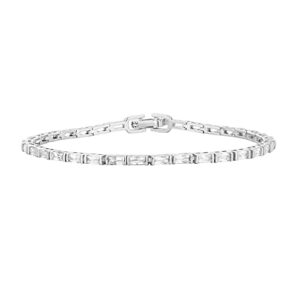 pavoi 14k white gold plated cz tennis bracelet for women | classic emerald cut simulated diamond bracelet | 6.5 inches