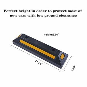 YONSHENG Parking Stopper for Garage Heavy Duty Rubber Parking Block Curb - Wheel Stop with Scatter Glass Reflective Yellow Targets for Car Garage Floor and Truck RV Stop Aid Indoor Outdoor, 2 Pack