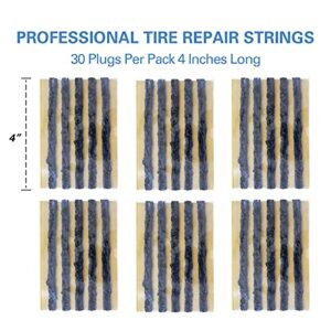 CKAuto 30pcs 4" Black Tire Repair Strings, Automotive Tool Tire Repair Plugs for Tubeless Off-Road Tires Car, Bike, ATV, UTV, Wheelbarrow, Mower