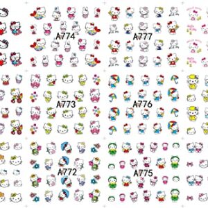 ZEJIANG 4 Sheets Cartoon Water Slide Nail Art Decals Water Transfer Nail Decals Sticker for Pretty Girl (B)