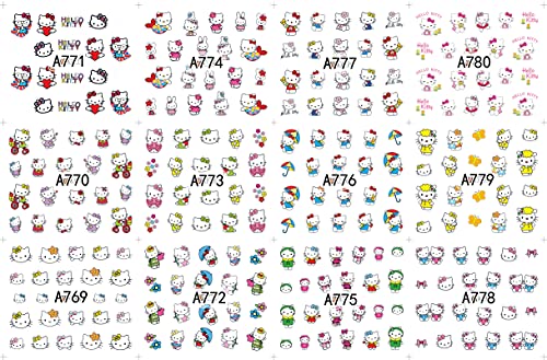 ZEJIANG 4 Sheets Cartoon Water Slide Nail Art Decals Water Transfer Nail Decals Sticker for Pretty Girl (B)