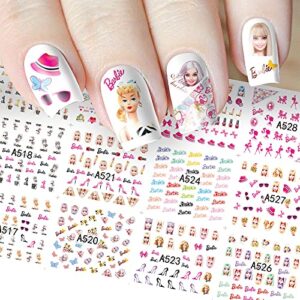zejiang 4 sheets cartoon water slide nail art decals water transfer nail decals sticker for pretty girl (b)