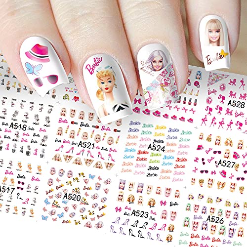 ZEJIANG 4 Sheets Cartoon Water Slide Nail Art Decals Water Transfer Nail Decals Sticker for Pretty Girl (B)