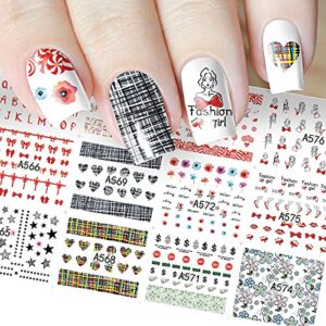 ZEJIANG 4 Sheets Cartoon Water Slide Nail Art Decals Water Transfer Nail Decals Sticker for Pretty Girl (B)