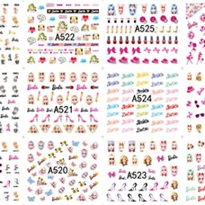 ZEJIANG 4 Sheets Cartoon Water Slide Nail Art Decals Water Transfer Nail Decals Sticker for Pretty Girl (B)