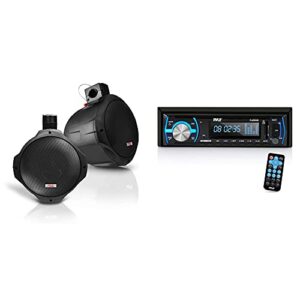 6.5 inch dual marine speakers - 2 way ip44 audio stereo sound system with 200 watt power - 1 pair & marine bluetooth stereo radio - 12v single din style boat in dash radio receiver system