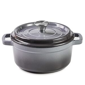 ZQBTC Enamel Cast Iron Covered Dutch Oven Pot with Lid for Bread Baking Use on Gas Electric Oven 3 Quart(Grey, 2-3 People)