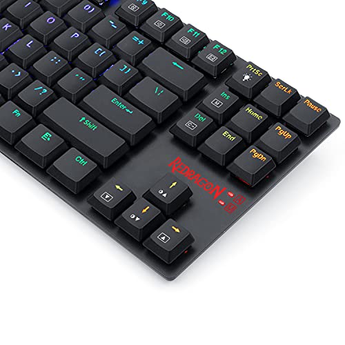 Redragon K607 Mechanical Gaming Keyboard, RGB LED Backlit, 87 Key Tenkeyless, Low Profile with Blue Switches for Windows PC Gaming (Wireless)