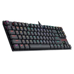 redragon k607 mechanical gaming keyboard, rgb led backlit, 87 key tenkeyless, low profile with blue switches for windows pc gaming (wireless)