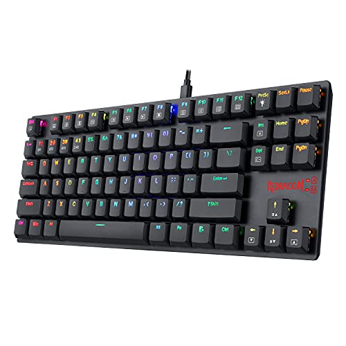Redragon K607 Mechanical Gaming Keyboard, RGB LED Backlit, 87 Key Tenkeyless, Low Profile with Blue Switches for Windows PC Gaming (Wireless)