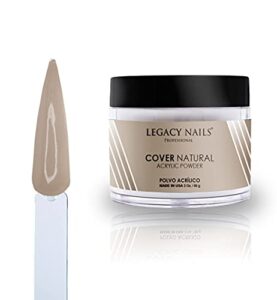legacy nails professional cover natural acrylic powder, 2 ounces - ideal for french nail art, full coverage, blending, healthy look nail extensions