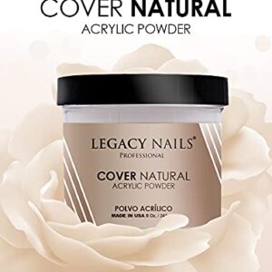 Legacy Nails Professional Cover NATURAL Acrylic Powder, 2 ounces - Ideal For French Nail Art, Full Coverage, Blending, Healthy Look Nail Extensions