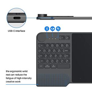 Wireless Drawing Tablet HUION Inspiroy Keydial KD200 Bluetooth Graphic Tablet with Keyboard Dial 5 Customized Express Keys Battery-Free Pen, 8.9x5.6 inch Art Tablet Compatible with Windows,Mac,Android