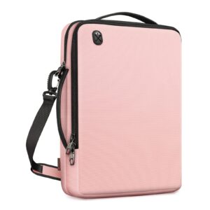 finpac laptop shoulder bag for macbook pro 14-inch m2 m1 2023-2021, macbook air/pro 13-inch, padded computer tablet carrying case for dell xps 13, surface laptop/book, hp, acer chromebook (pink)