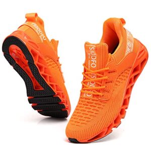 tsiodfo slip on sneakers for women sport running orange shoes athletic train tennis walking shoes ladies gym workout jogging fashion sneaker size 8
