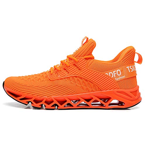 TSIODFO Slip on Sneakers for Women Sport Running Orange Shoes Athletic Train Tennis Walking Shoes Ladies Gym Workout Jogging Fashion Sneaker Size 8