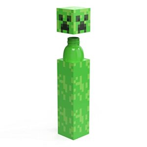 zak! Square Water Bottle, Minecraft Creeper - 22 oz - Durable, BPA-Free Plastic - Dishwasher Safe