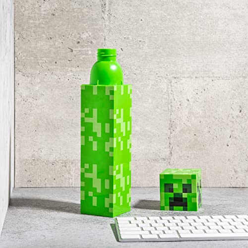 zak! Square Water Bottle, Minecraft Creeper - 22 oz - Durable, BPA-Free Plastic - Dishwasher Safe