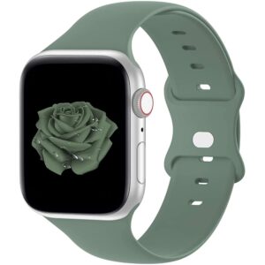 mangoton sport silicone bands compatible with apple watch band 42mm 44mm, women men replacement strap wristbands for iwatch series se 6 5 4 3 2 1(pine green,42mm/44mm)