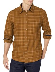 pendleton men's long sleeve merino lodge shirt, bronze windowpane, medium