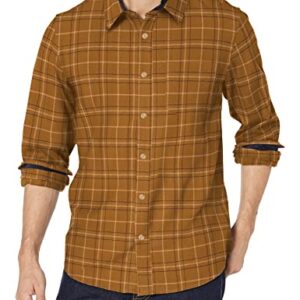 Pendleton Men's Long Sleeve Merino Lodge Shirt, Bronze Windowpane, Medium