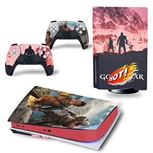rilixuy games skin stickers cover for playstation 5 console,ps5 dualsense controller decal,durable,scratch resistant,bubble-free,compatible with playstation 5 disk-god-2