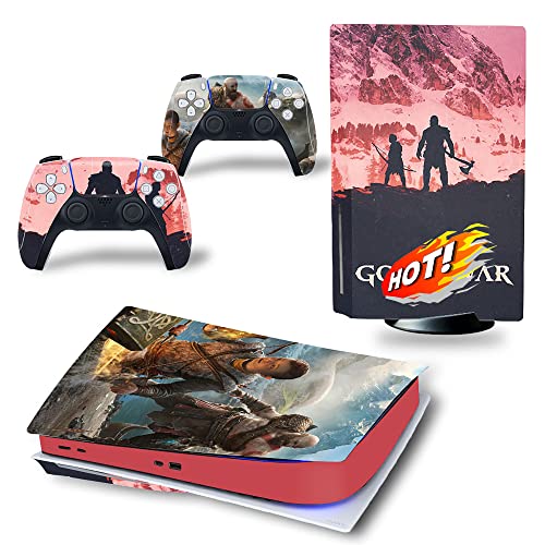 rilixuy Games Skin Stickers Cover for Playstation 5 Console,Ps5 Dualsense Controller Decal,Durable,Scratch Resistant,Bubble-Free,Compatible with Playstation 5 Disk-god-2