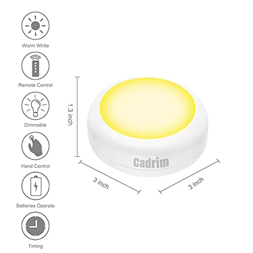 Cadrim Puck Lights, LED Color Changing Puck Lightings and Dimmable Under Cabinet Lights Battery Powered Under Counter Lights with Wireless Remote Controls for Kitchen(1 Pack)