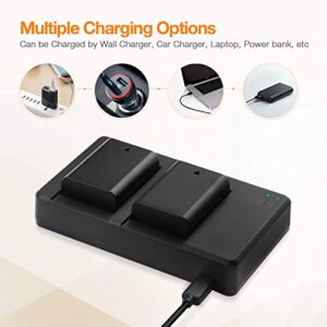 Powerextra 2 pack Replacement Sony NP-FW50 Camera Battery and Dual Channel Charger for Sony a6000, a6300, a6500, a5100, a5000, a7, a7s, a7s ii, a7r, a7 ii Cameras