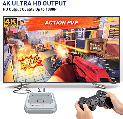 Kinhank Retro Game Console 128GB, Super Console X PRO Built-in 95,000+ Games, Video Game Console Systems for 4K TV HD/AV Output, Dual Systems (128G)