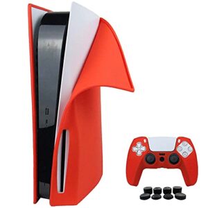 aosai ps5 silicone skin cover, dustproof anti-scratch anti-fall protector case for sony playstation 5 disk version/digital edition console (disk version, red - disk version)