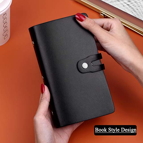 YueJin RFID Credit Card Holder,Large Capacity Storage Credit Card Book Case for Men and Women,Leather Business Card Organizer with 95 Card Slots (black)