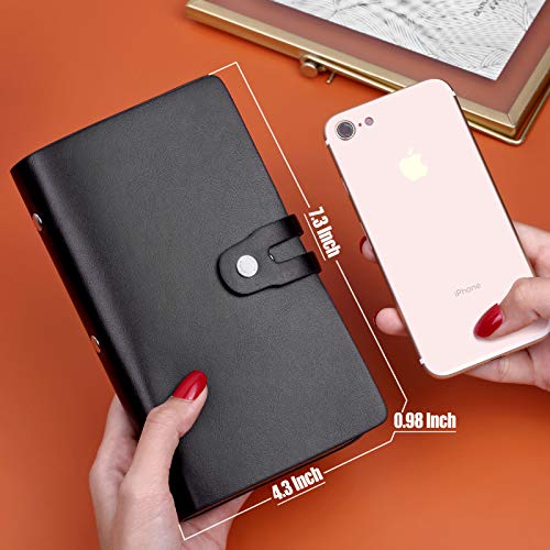 YueJin RFID Credit Card Holder,Large Capacity Storage Credit Card Book Case for Men and Women,Leather Business Card Organizer with 95 Card Slots (black)